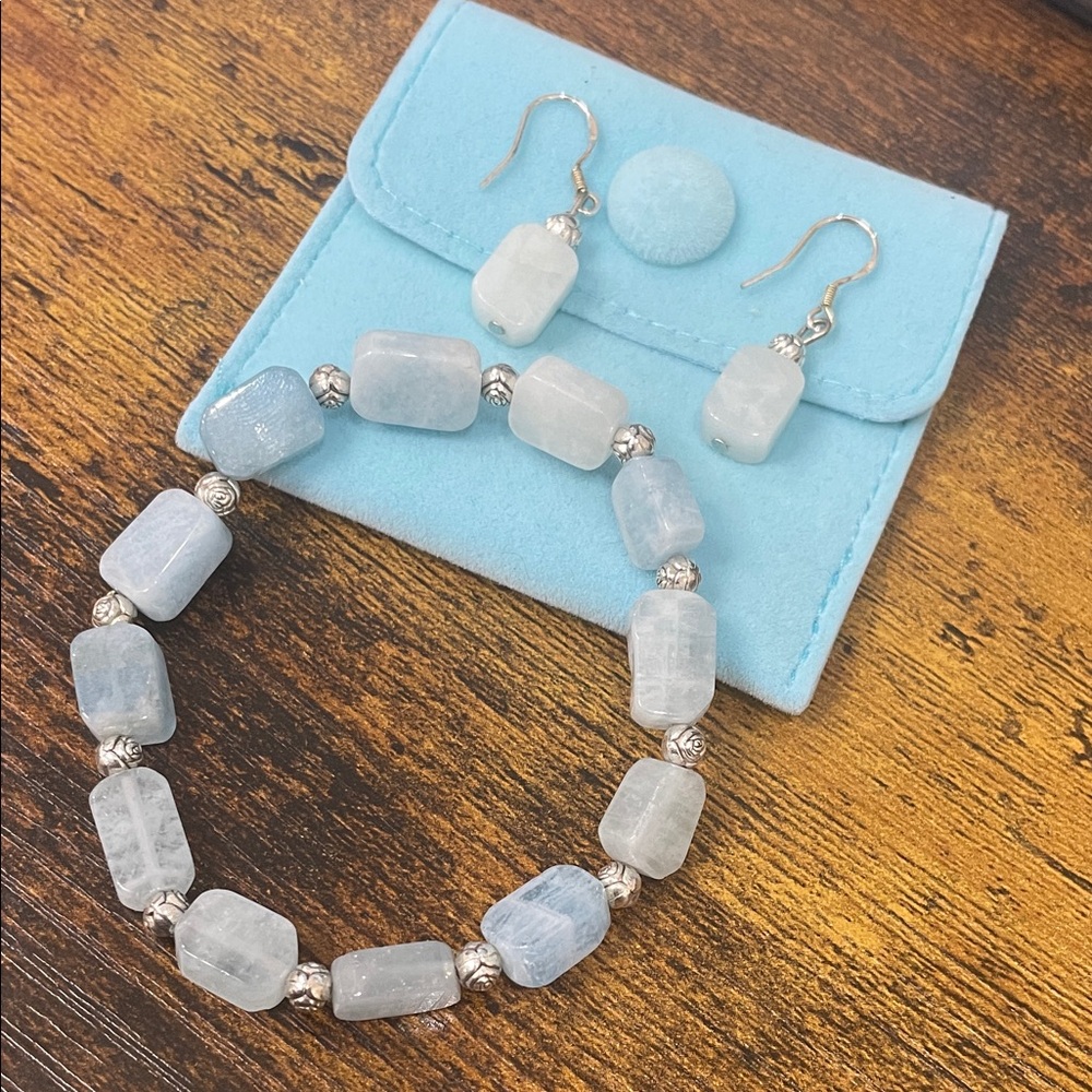 Chic Silver and Blue Bracelet Set - Picture 3 of 6
